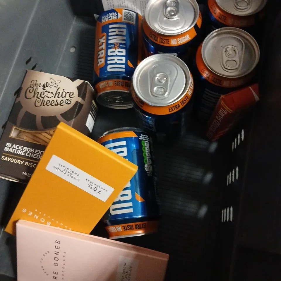 APPROXIMATELY 10 ASSORTED FOOD ITEMS INCLUDING CARAMELS OF NORMANDY , HAZELNUT SYRUP AND BARE BONES CHOCOLATE