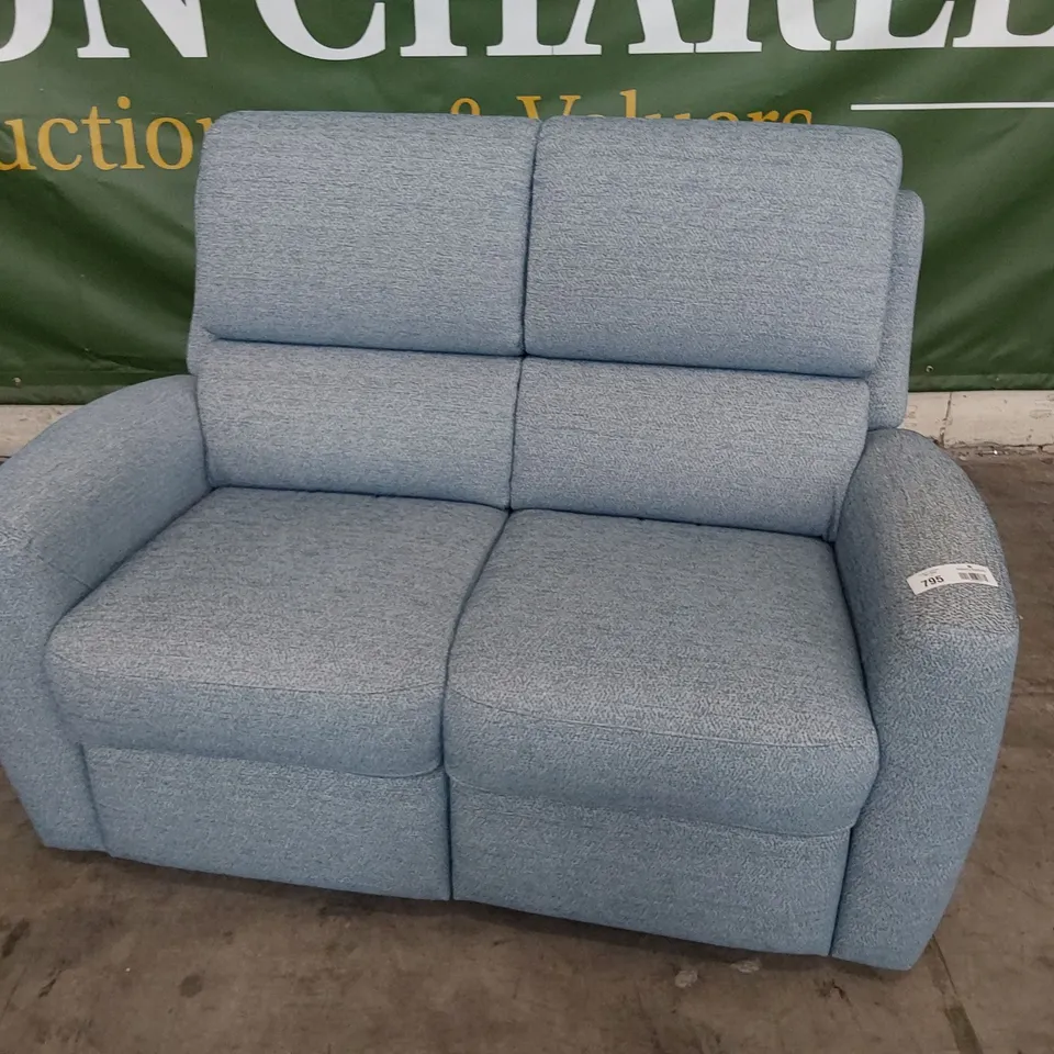 QUALITY BRITISH DESIGNER G PLAN HAMILTON TWO SEATER BAMBOO SKY FABRIC 