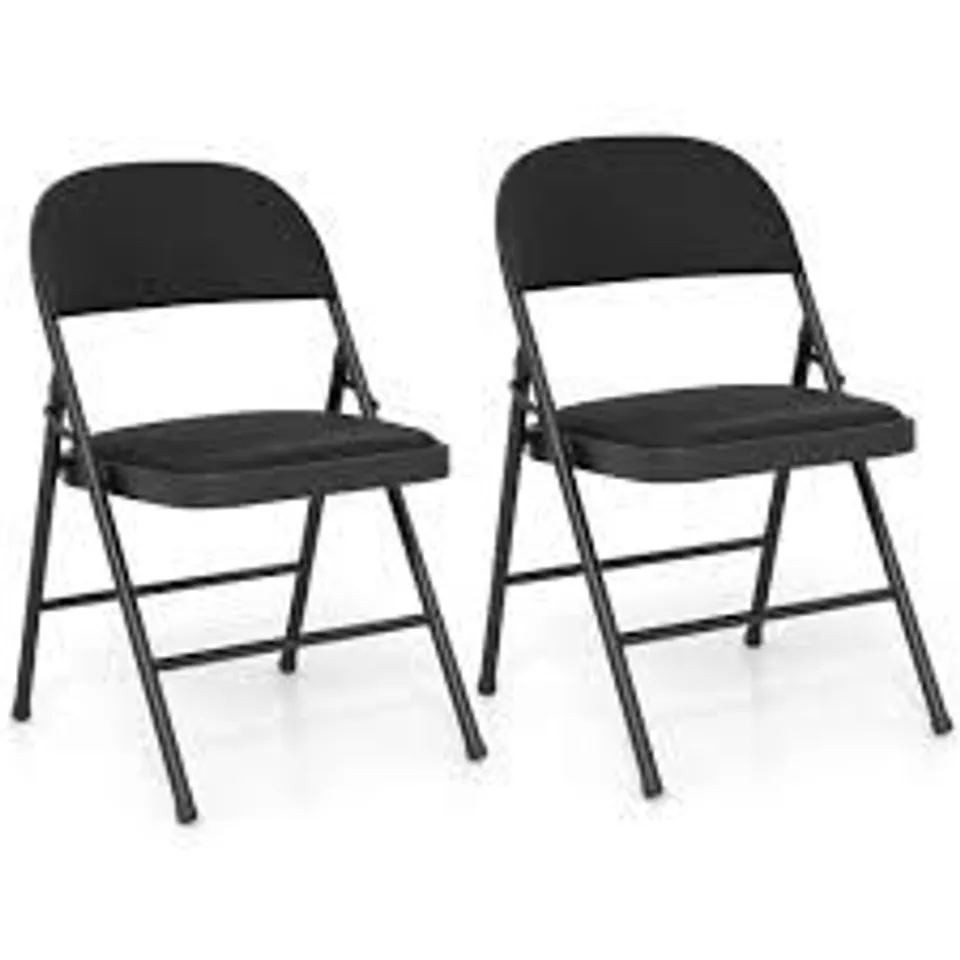 BOXED COSTWAY BLACK FOLDING PADDED PVC LEATHER STACKABLE CHAIRS