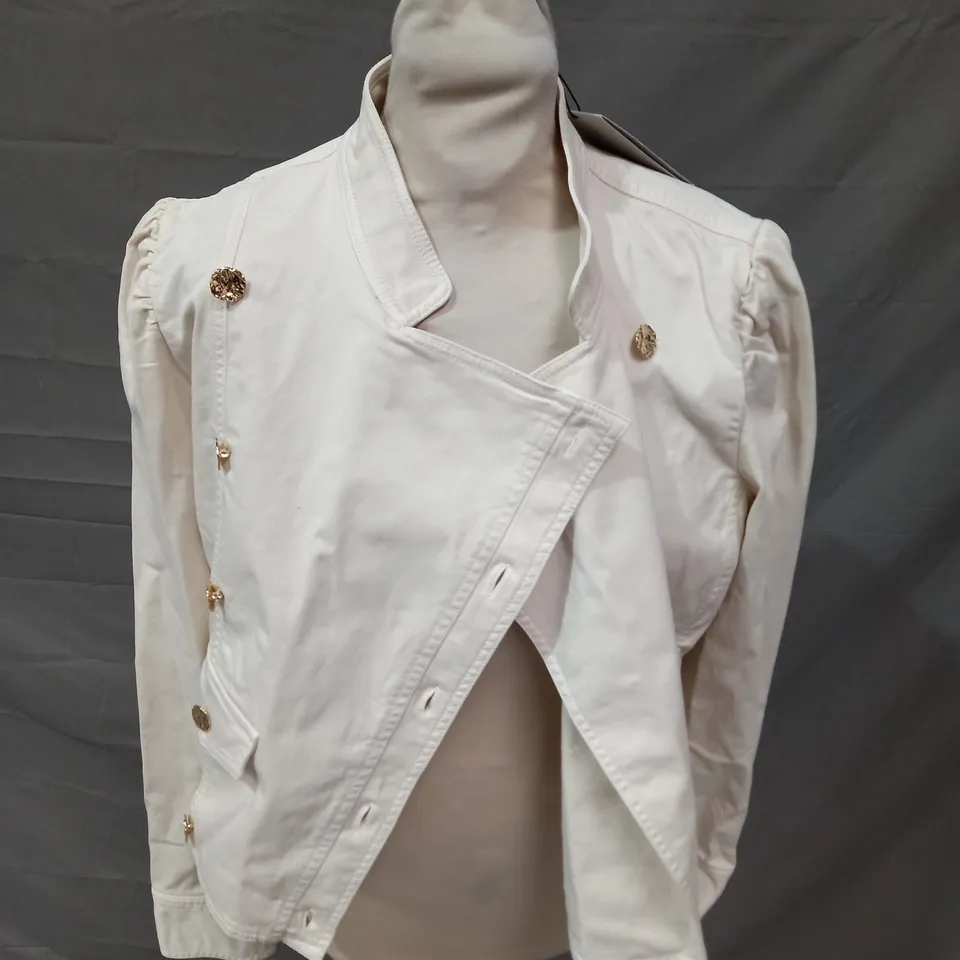 MINT VELVET CREAM COTTON MILITARY JACKET - MEDIUM