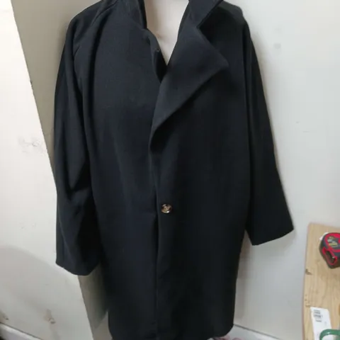 BOOHOO DOUBLE BREASTED WOOL LOOK COAT BLACK SIZE UK 10