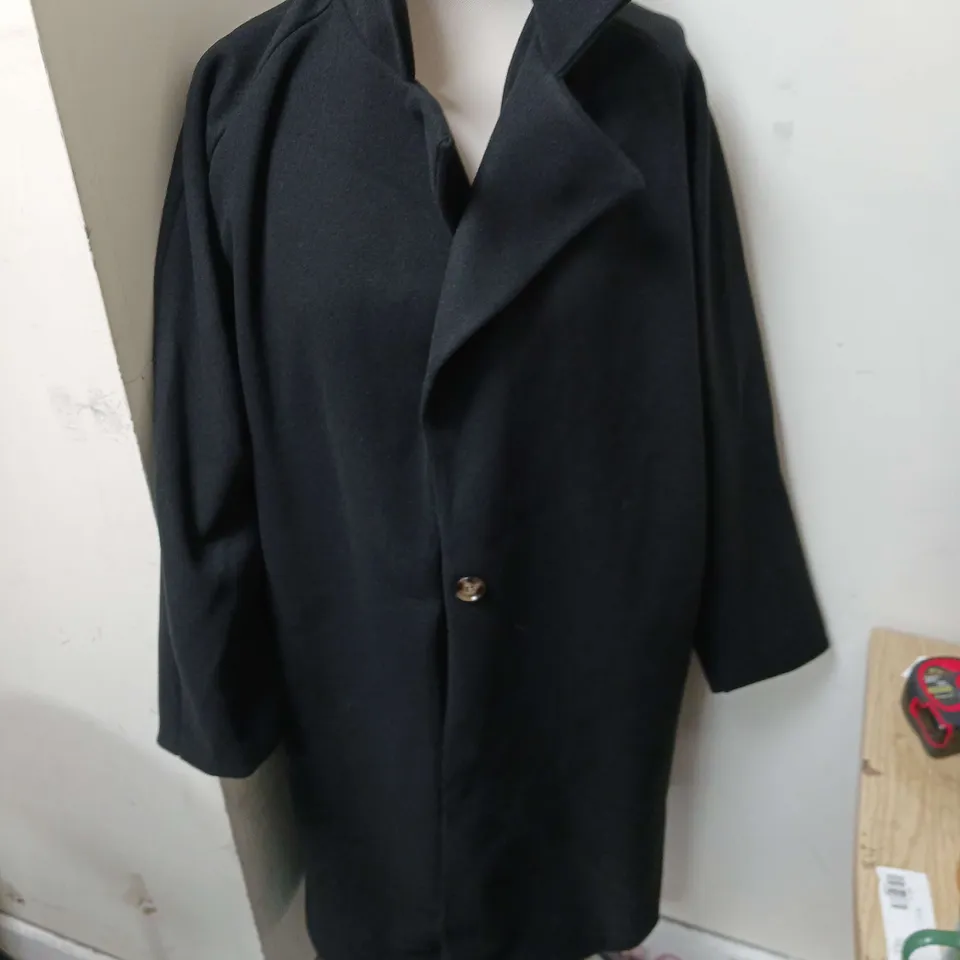 BOOHOO DOUBLE BREASTED WOOL LOOK COAT BLACK SIZE UK 10