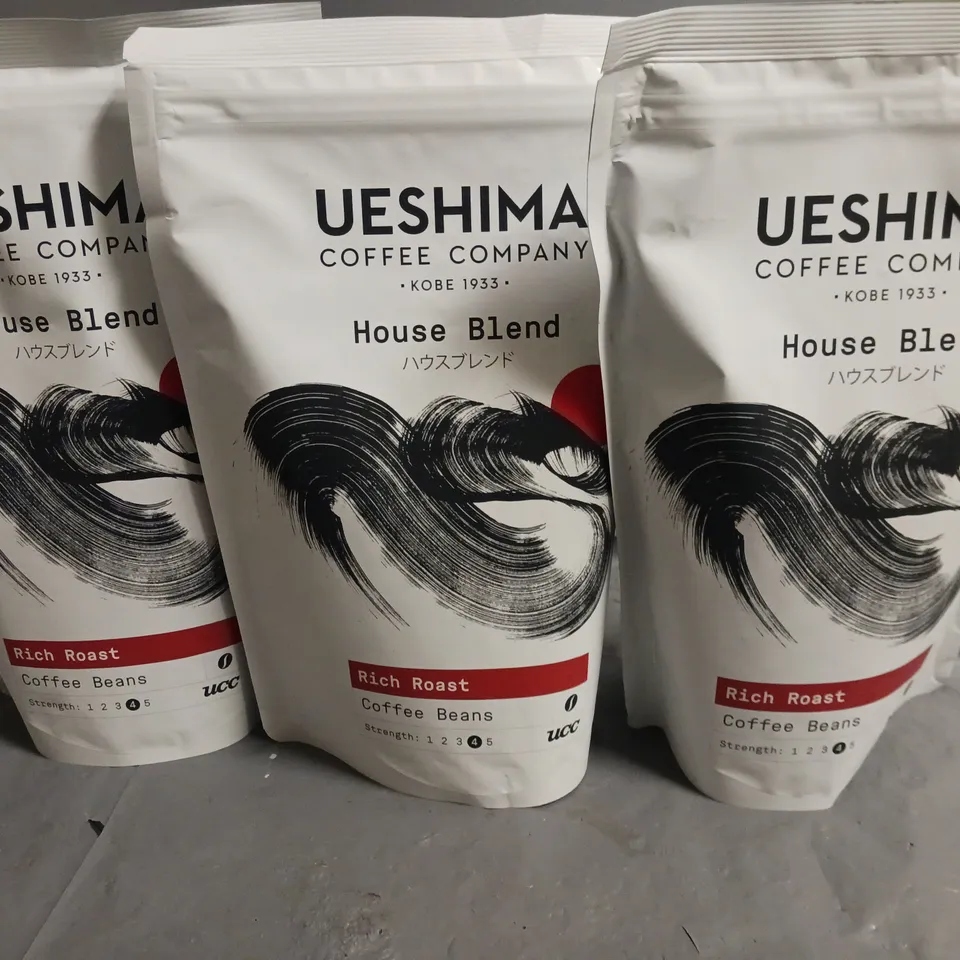 LOT OF 3 500G PACKS OF UESHIMA HOUSE BLEND COFFEE BEANS