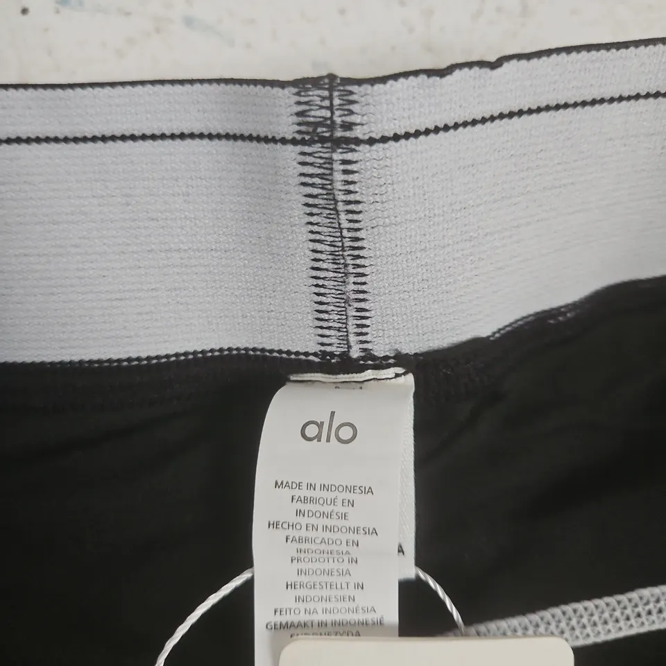 ALO YOGA WOMEN'S LEGGINGS - BLACK, UK SIZE L (EU L, US L) WITH SIDE STRIPE