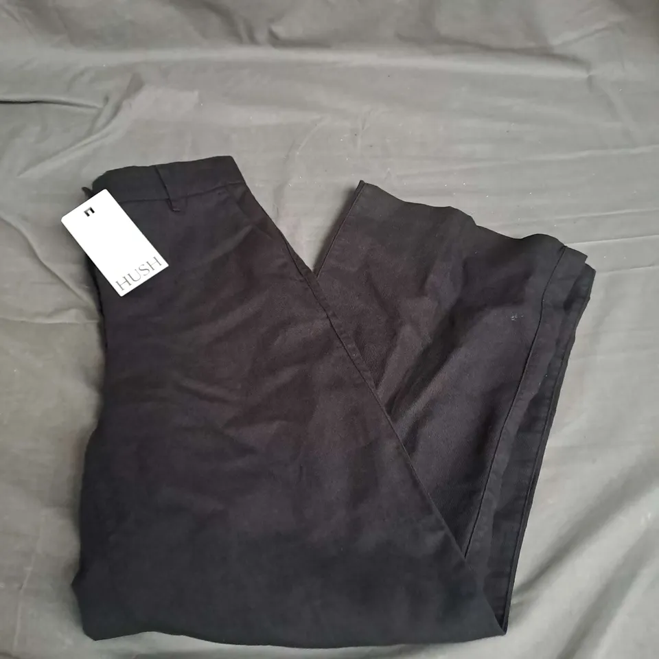 HUSH EMILY COTTON WIDE LEG TROUSERS IN BLACK SIZE 6