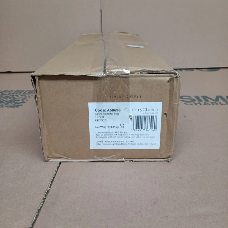 BOX OF APPROXIMATELY 500 LARGE BAGUETTE BAGS