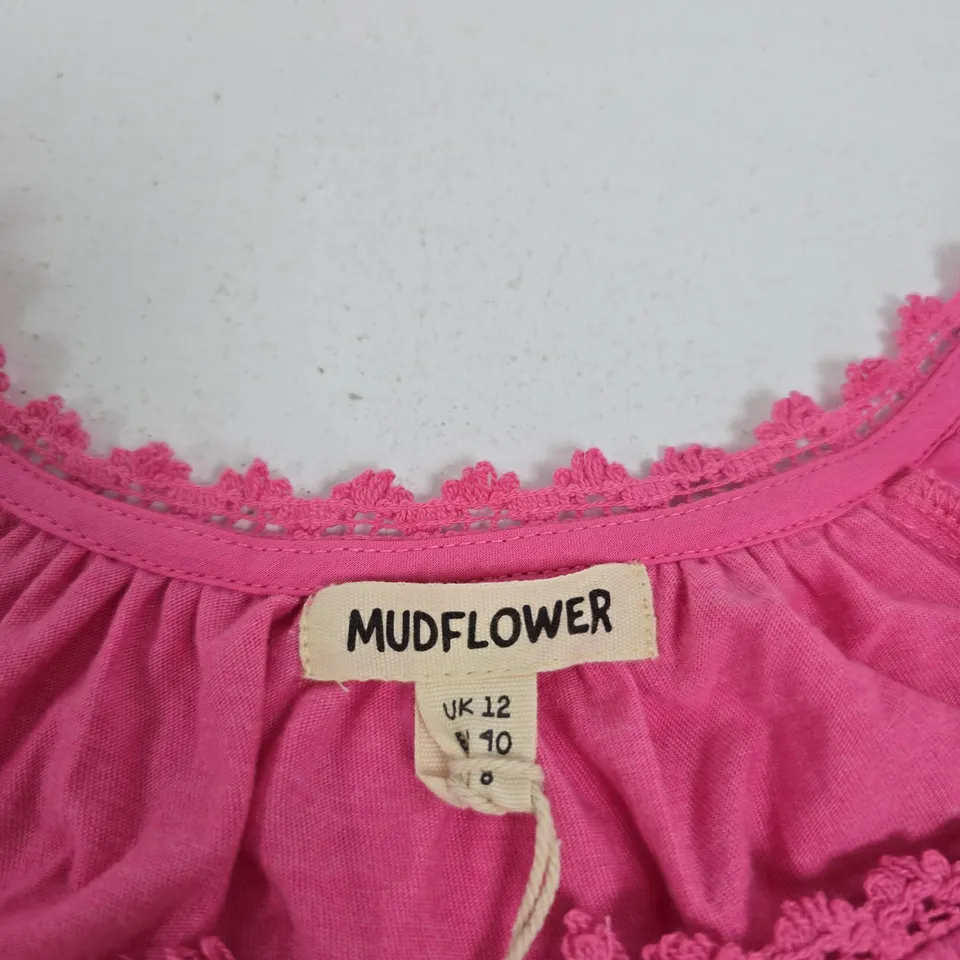 MUDFLOWER PINK TOP WITH LACE TRIM – UK 12