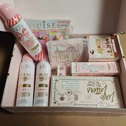 LOT OF 9 ASSORTED PLOUISE COSMETIC ITEMS TO INCLUDE STROBE CREAM, SETTING SPRAY AND PRESSED POWDER