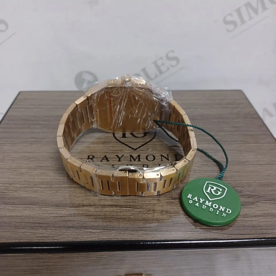 MENS RAYMOND GAUDIN WATCH – MULTI FUNCTION DIAL – STAINLESS CASE & STRAP – 5ATM WATER RESISTANT - WOODEN GIFT BOX 