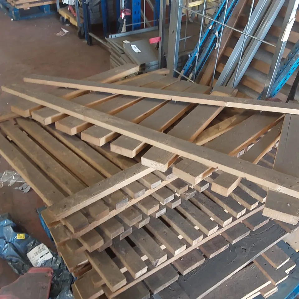 PALLET OF ASSORTED WOODEN WAREHOUSE RACKING PARTS