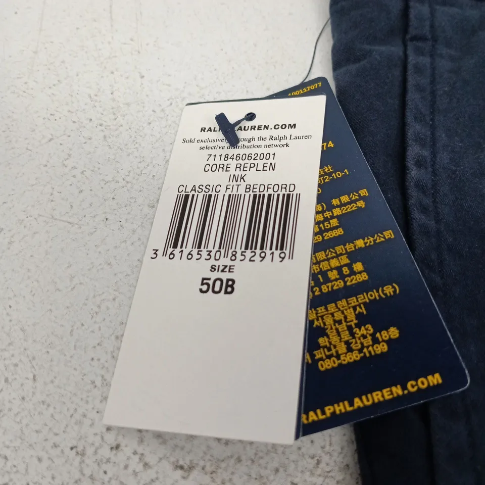 POLO RALPH LAUREN NAVY SHORTS – CLASSIC FIT BEDFORD, MEN'S, SIZE 50B