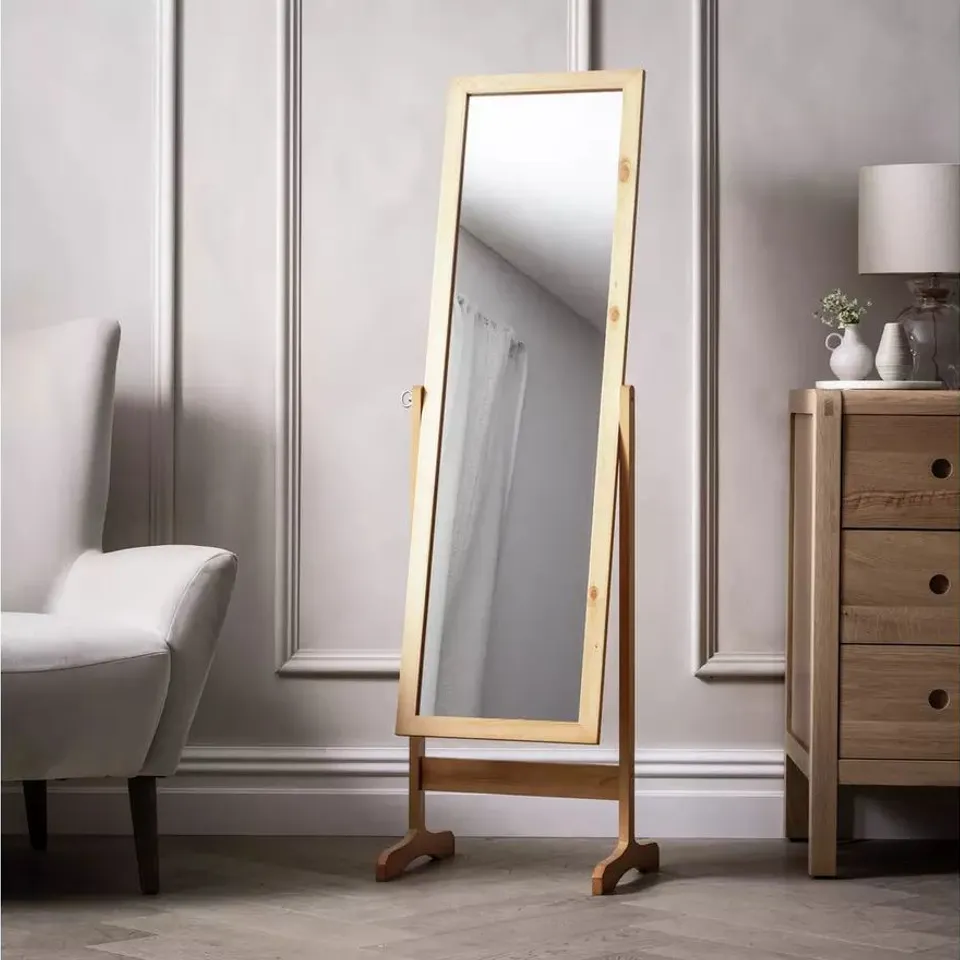BOXED ARGOS HOME OAK FREE STANDING CHEVAL MIRROR - 146X41CM