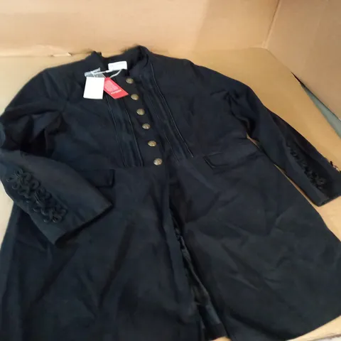 MONSOON MYLEEN MILITARY LONGLINE COAT IN BLACK - UK 18