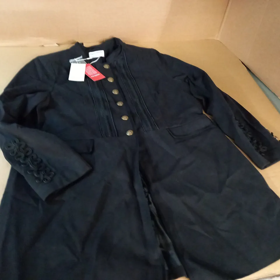 MONSOON MYLEEN MILITARY LONGLINE COAT IN BLACK - UK 18
