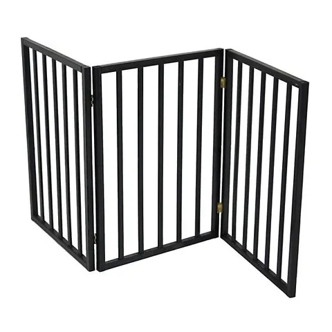 OYPLA BLACK DOG SAFETY FOLDING WOODEN PET GATE PORTABLE INDOOR BARRIER BOXED