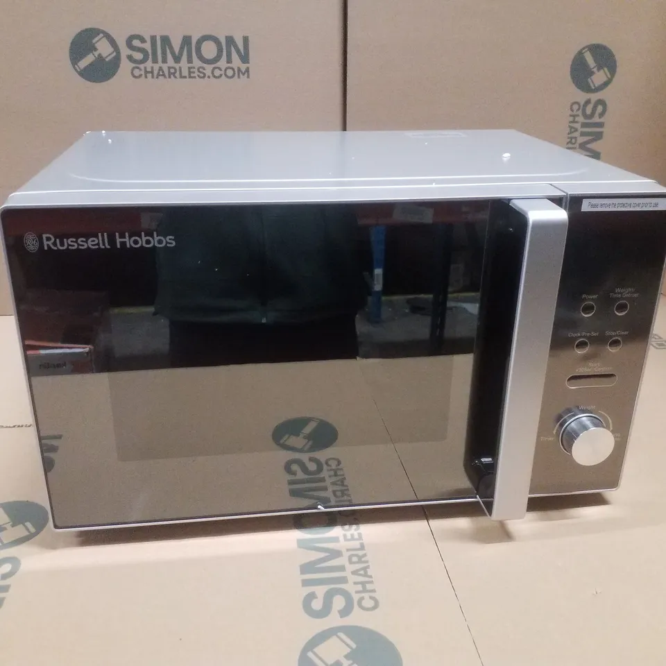 BOXED RUSSELL HOBBS RHM2076S 20L 800W COMPACT SILVER DIGITAL MICROWAVE.