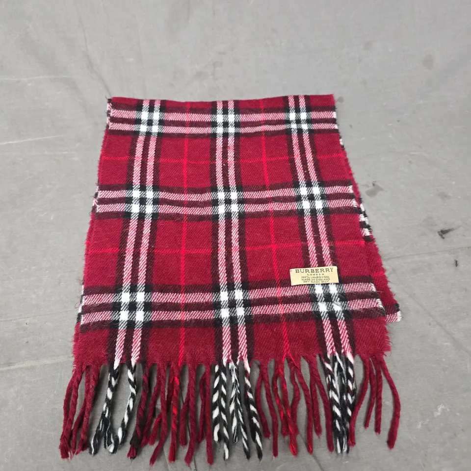 BURBERRY LONDON SCARF – RED CHECK, 100% LAMBSWOOL