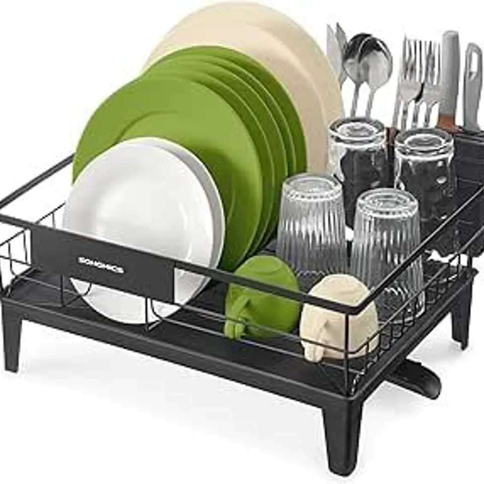 BOXED SONGMICS DISH DRYING RACK, DISH DRAINER RACK FOR KITCHEN COUNTER