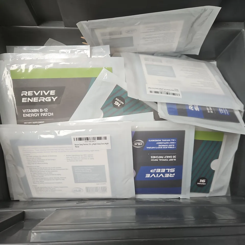 TOTE OF APPROXIMATELY 20 REVIVE ENERGY AND SLEEP PATCHES 