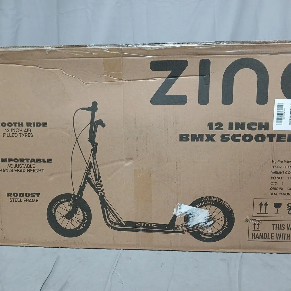 BOXED ZINC 12 INCH BMX SCOOTER IN NEOCHROME - COLLECTION ONLY RRP £149.99