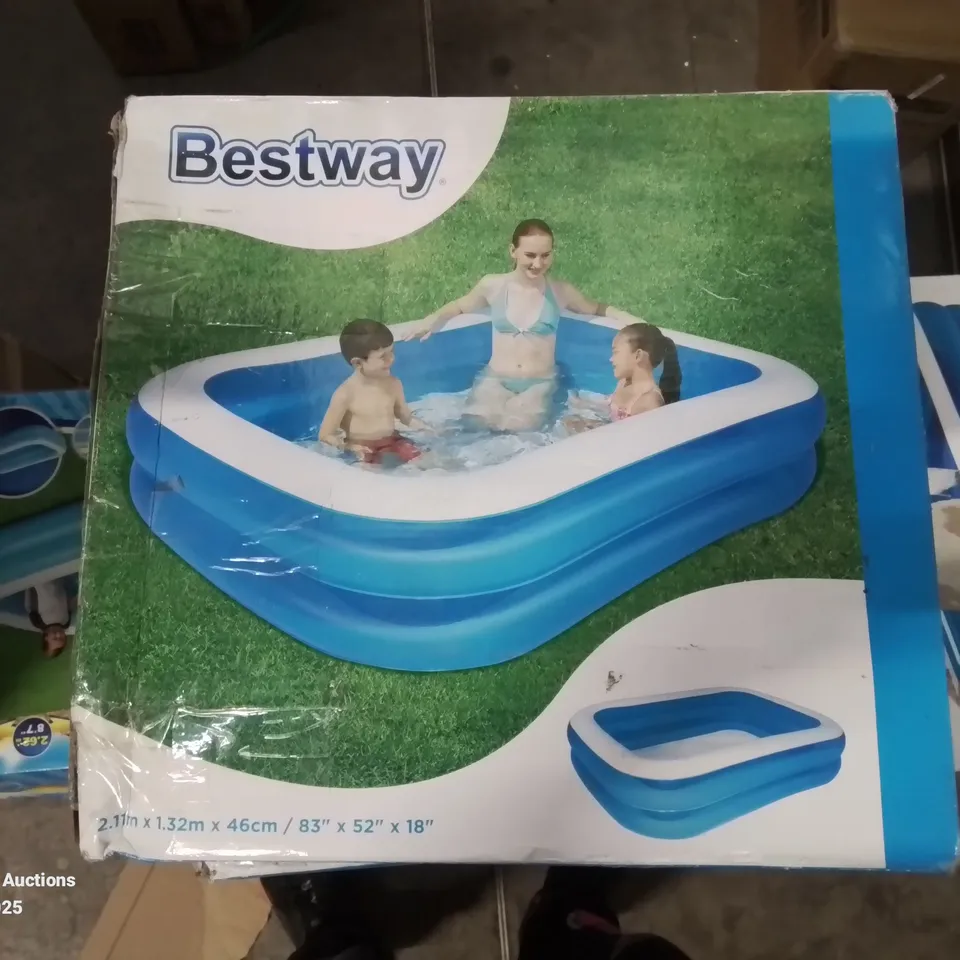 BOXED BESTWAY RECTANGULAR INFLATABLE POOL 2.11M X 1.32M X 46CM