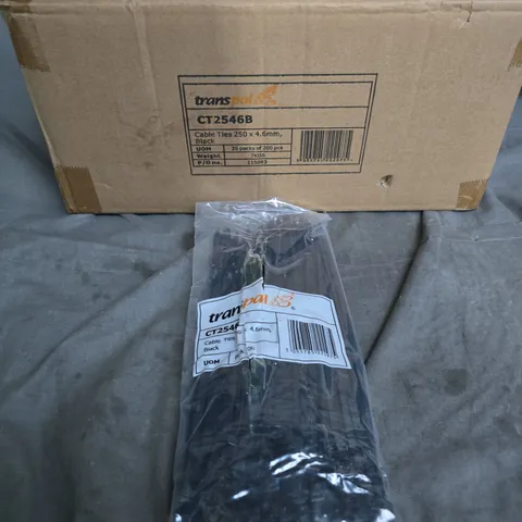 TRANSPAL CT2546B CABLE TIES 250 X 4.6MM, BLACK – PACK OF 200 X APPROXIMATELY 15 PACKS IN A BOX .