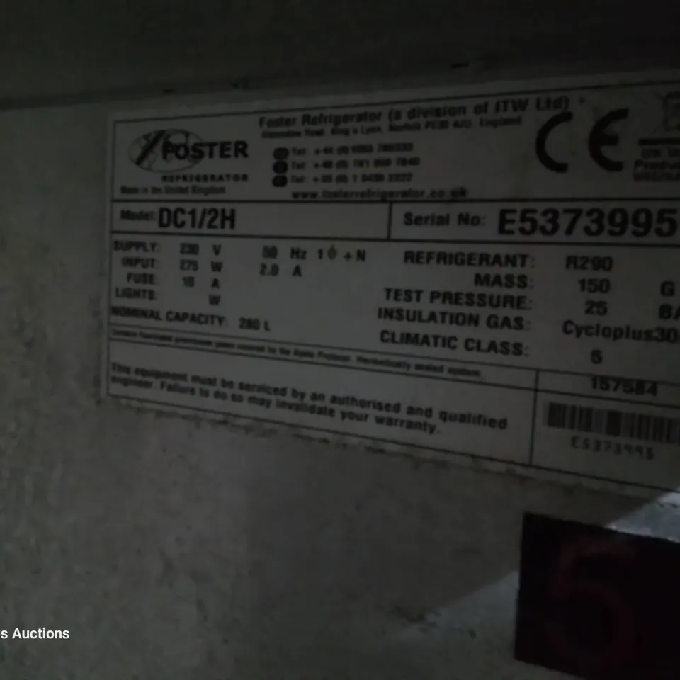 FOSTER DOUBLE DOOR COUNTER FRIDGE Model DC1/2H