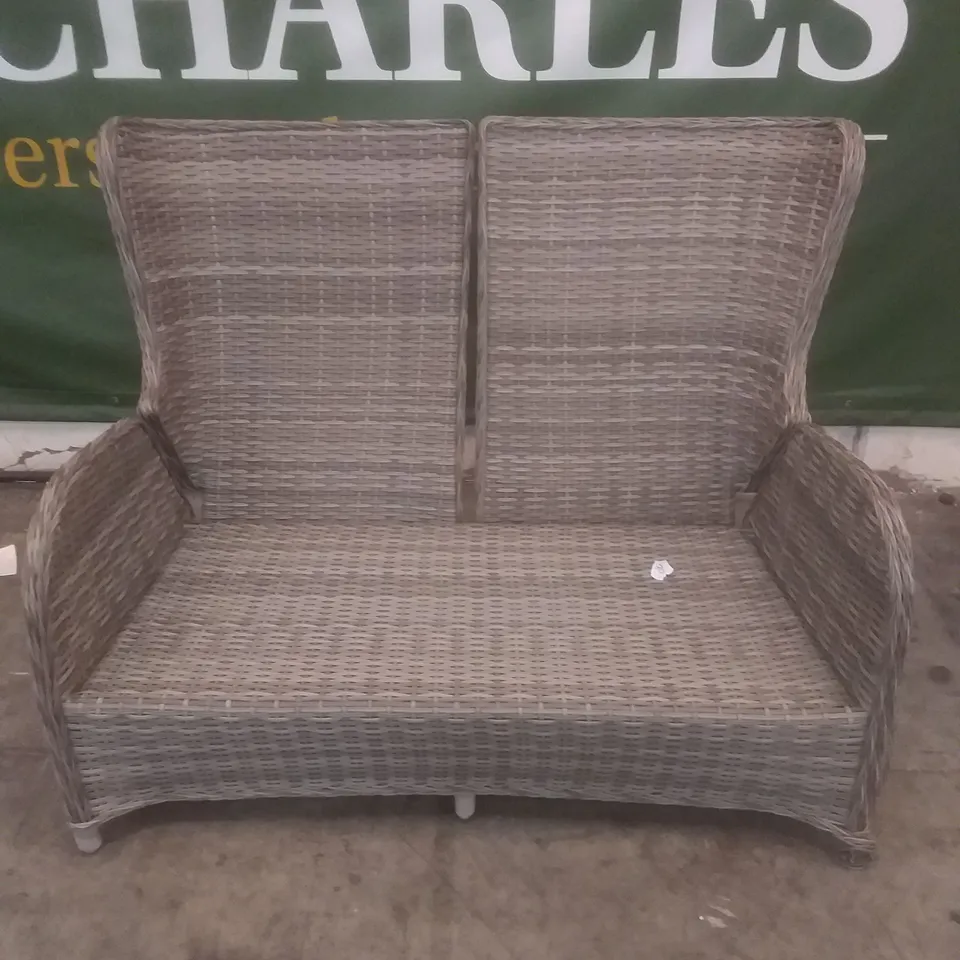 RATTAN EFFECT 2 SEATER GARDEN CHAIR GREY