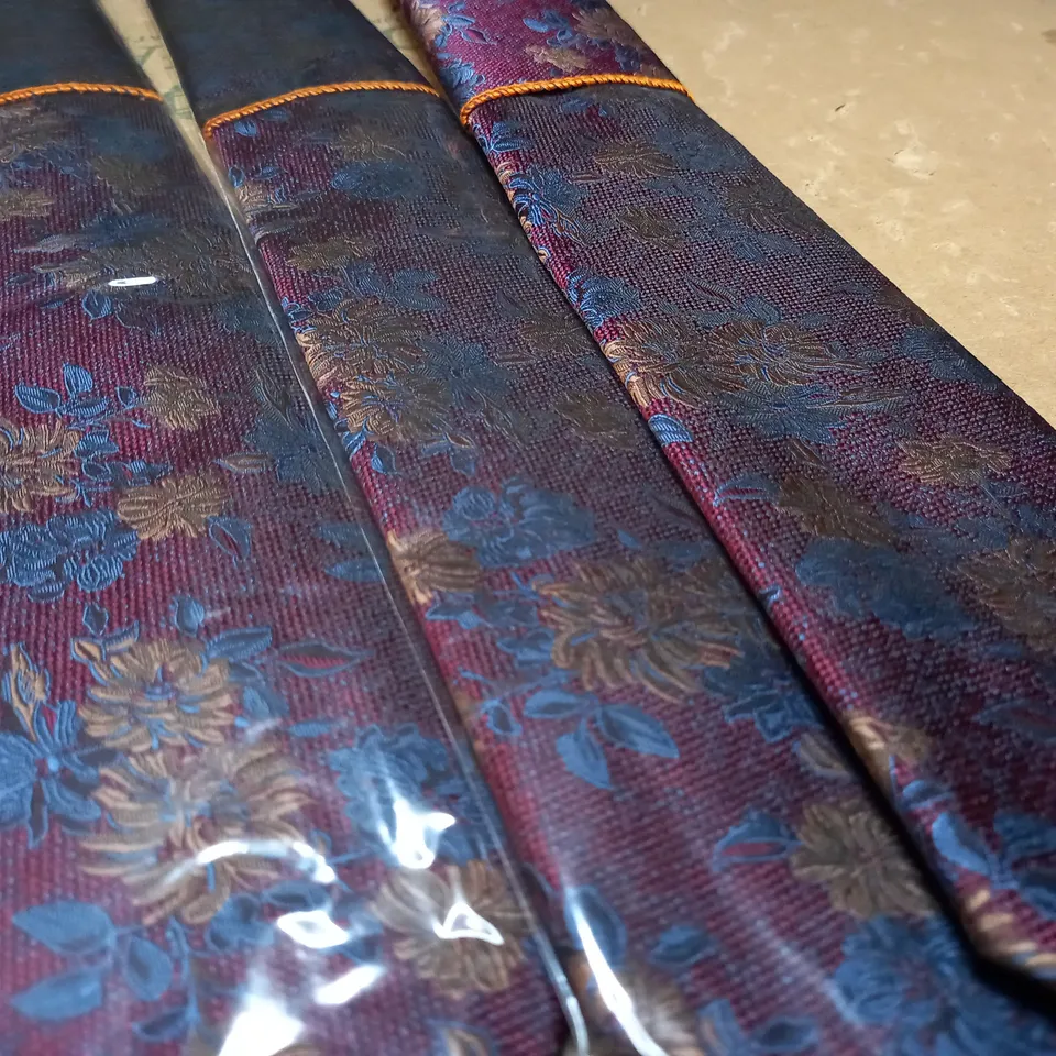 MOSES KUSHNER LOT OF 18 PURPLE WITH ORANGE AND LIGHT BLUE FLOWERS TIES