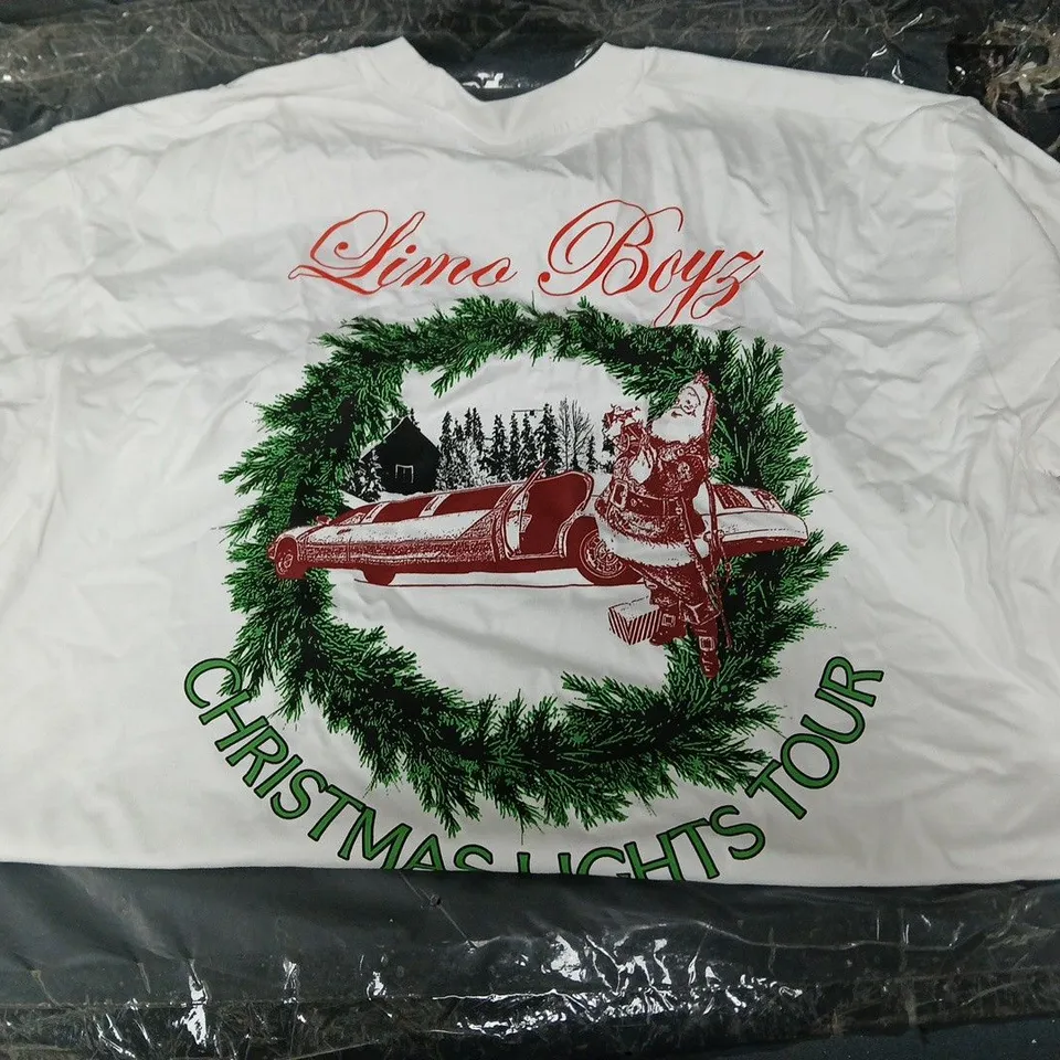 8X LIMO BOYS CHRISTMAS LIGHTS TOUR MEDIUM TEES IN WHITE 