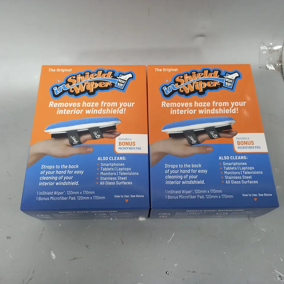 BOXED INSHIELD WIPER SET OF 2 MULTI-USE MICROFIBRE CLEANSERS