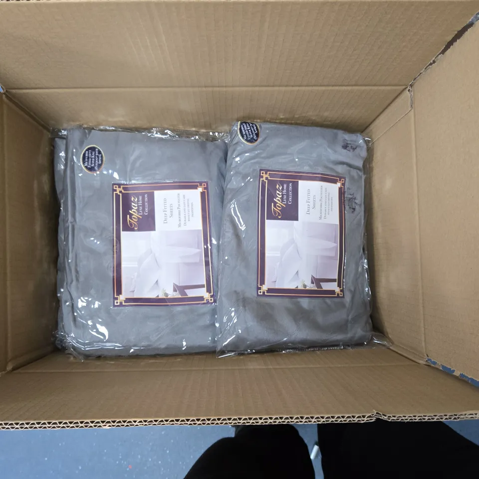 TOPAZ LUXE HOME COLLECTION DEEP FITTED SHEETS – GREY, BOX OF 10