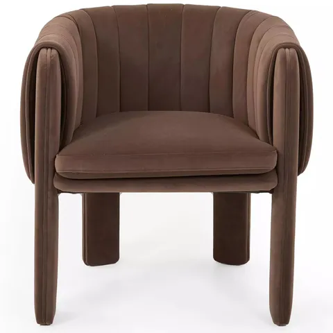 BOXED MILA DOUBLE LAYER PLEATED DINING CHAIR - CHOCOLATE - COLLECTION ONLY 