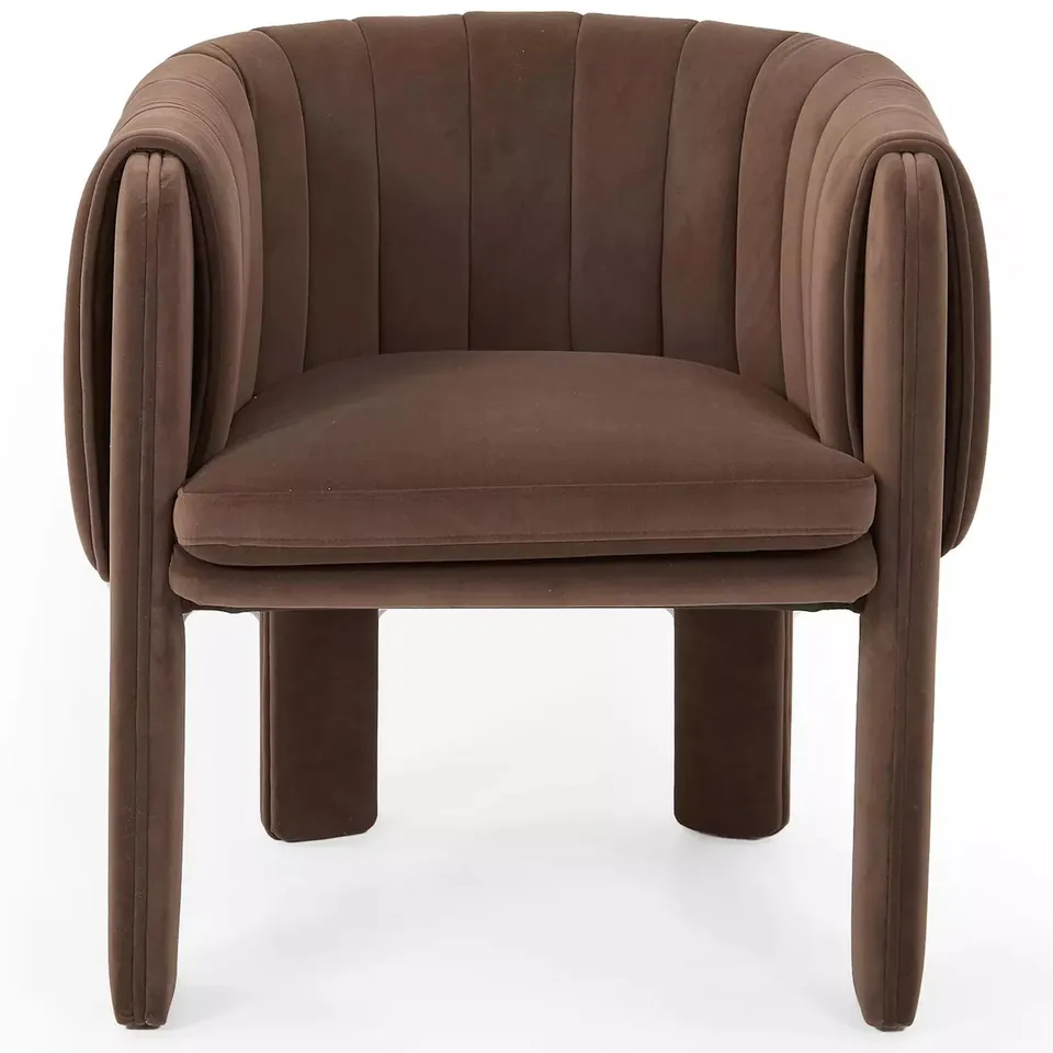 BOXED MILA DOUBLE LAYER PLEATED DINING CHAIR - CHOCOLATE - COLLECTION ONLY 