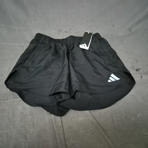 ADIDAS BLACK ATHLETIC SHORTS WITH WHITE LOGO - SIZE SMALL