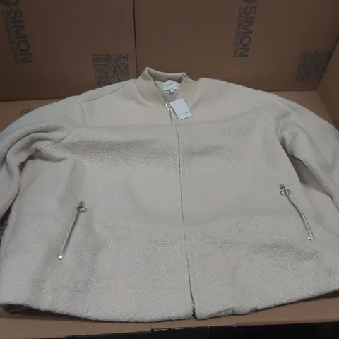 BOX CONTAINING APPROXIMATELY 5x BRAND NEW JD WILLIAMS CREAM BOMBER JACKETS - SIZE 28