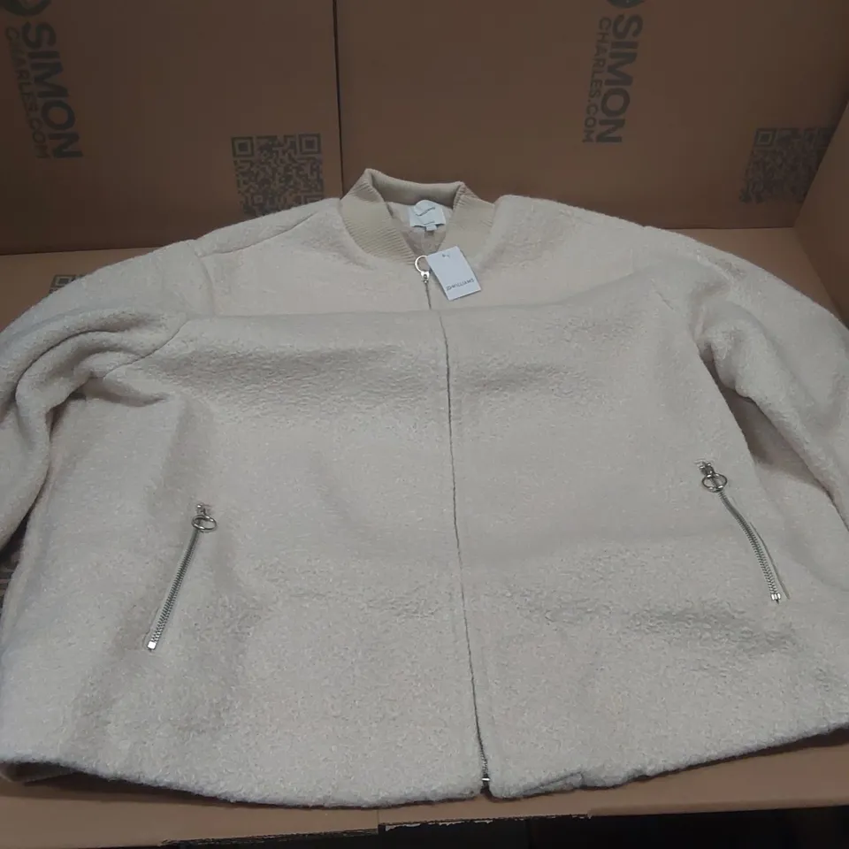 BOX CONTAINING APPROXIMATELY 5x BRAND NEW JD WILLIAMS CREAM BOMBER JACKETS - SIZE 28
