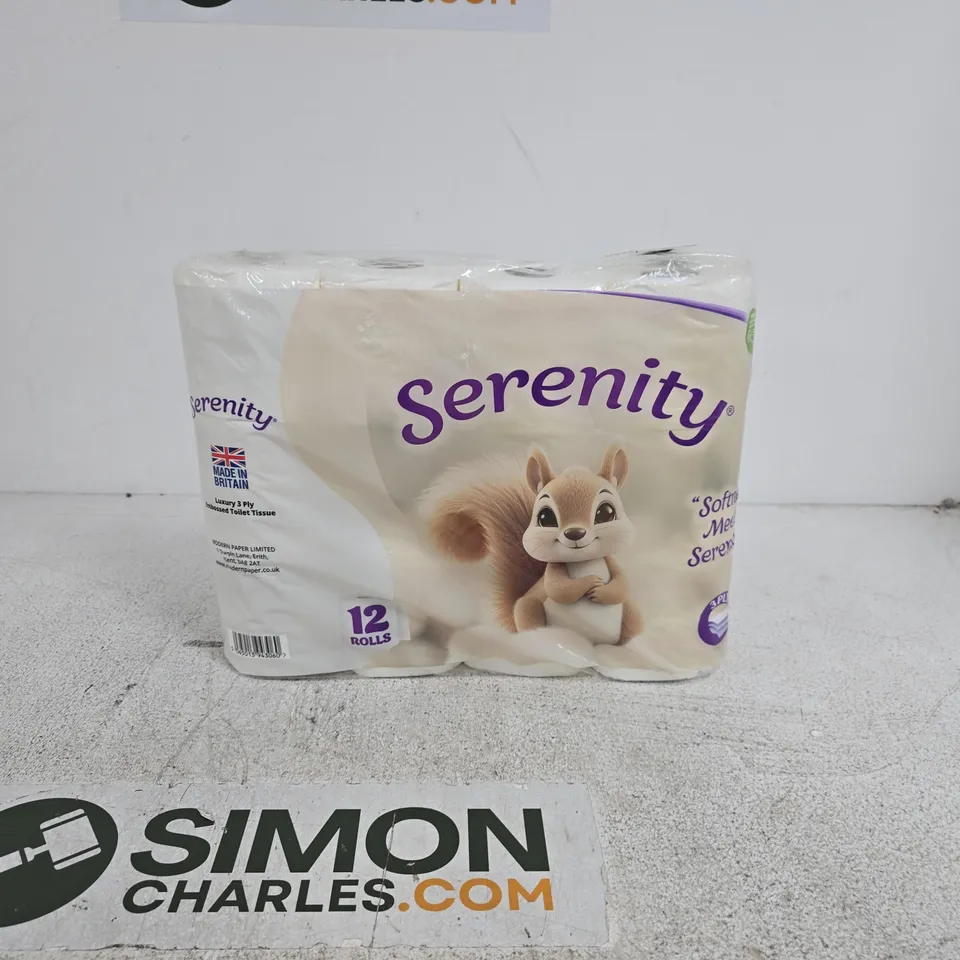 SERENITY LUXURY 3 PLY EMBOSSED TOILET TISSUE 12 ROLLS