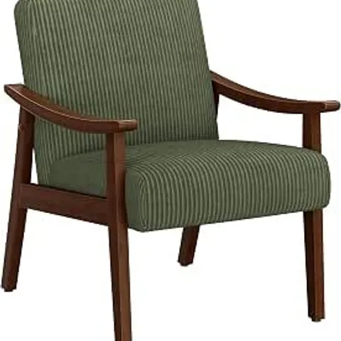 BOXED YAHEETECH ARMCHAIR CORDUROY FABRIC ACCENT CHAIR RUBBER WOOD LEGS DARK GREEN