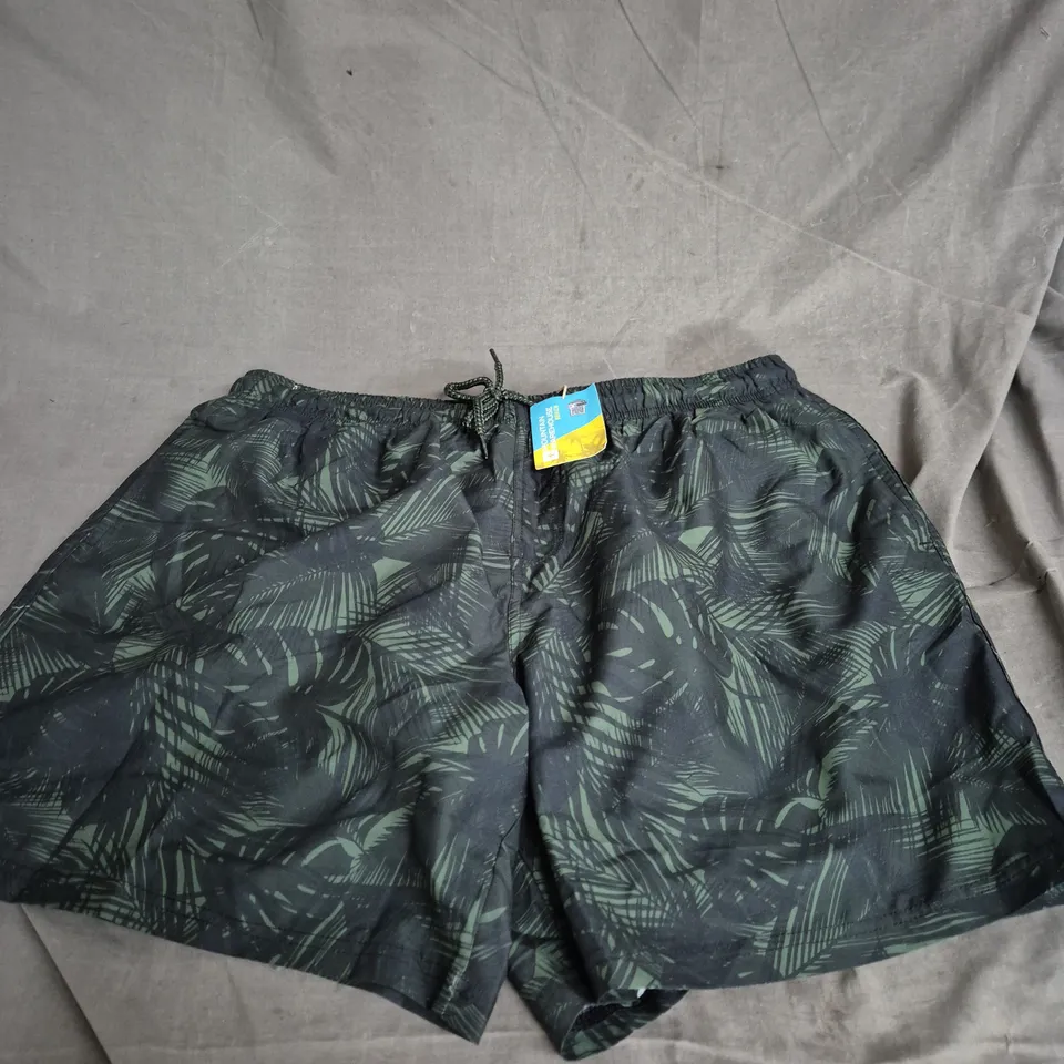 MOUNTAIN WAREHOUSE BEACH ARUBA PRINTED SWIM SHORTS – DARK GREEN – UK XL