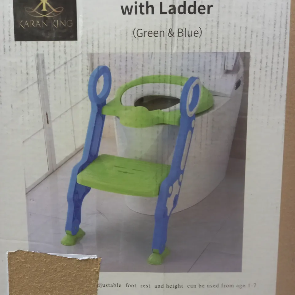 KARAN KING TODDLER TOILET SEAT WITH LADDER IN GREEN & BLUE