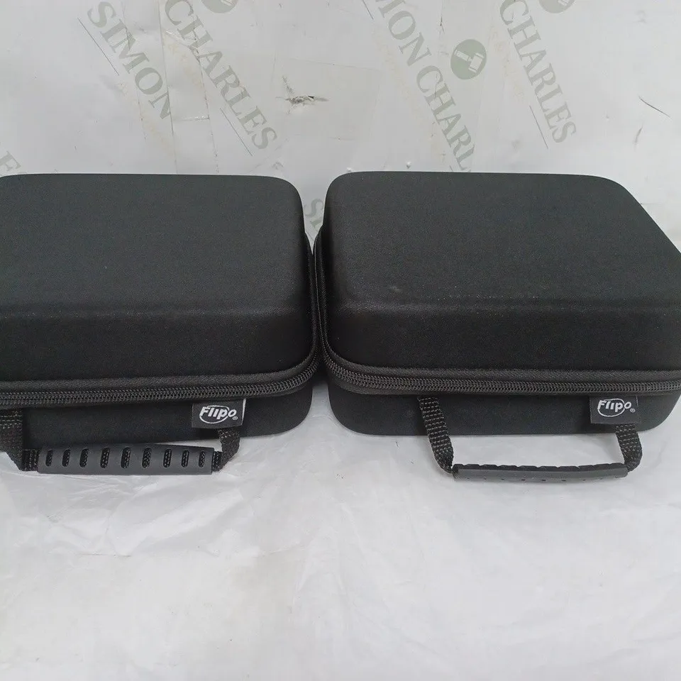BOXED LOT OF 2 BATTERY STORAGE CASES BLACK BY FLIPO
