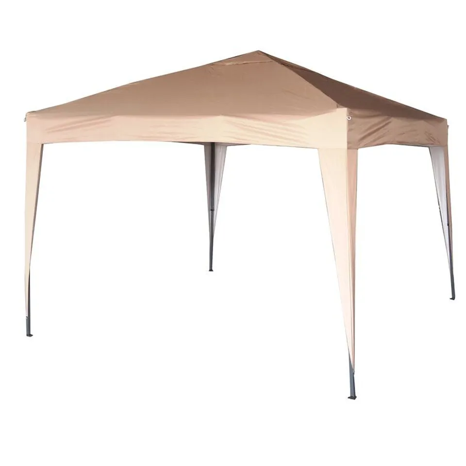 BOXED JANVEY 3M X 3M STEEL POP UP GAZEBO - BEIGE FINISH