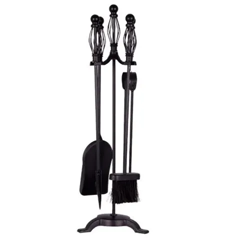 BOXED 5 PIECE STEEL FIREPLACE TOOL SET