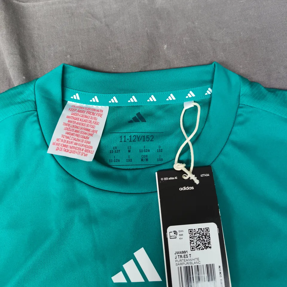 ADIDAS TEAL YOUTH T-SHIRT UK 11-12 (11-12Y/152)