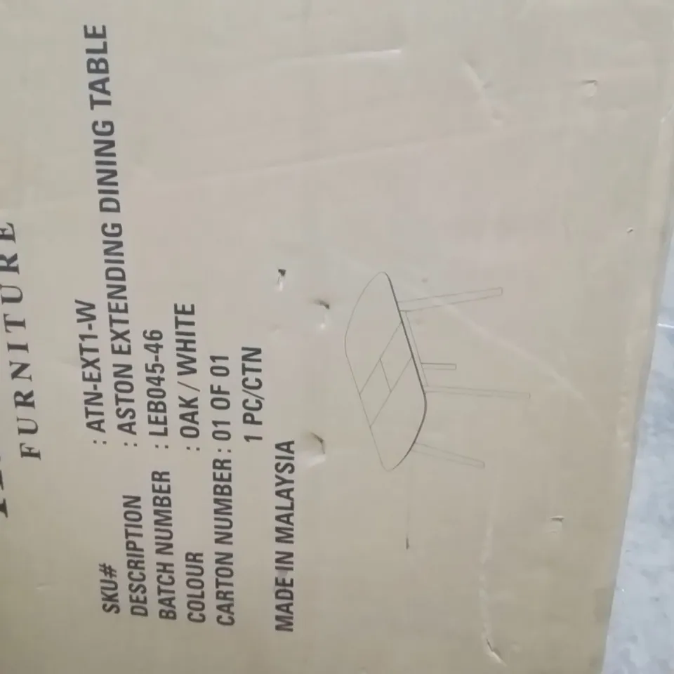 BOXED AHWAHNEE OVAL 136CMX80CM W DINING TABLE OAK/WHITE 