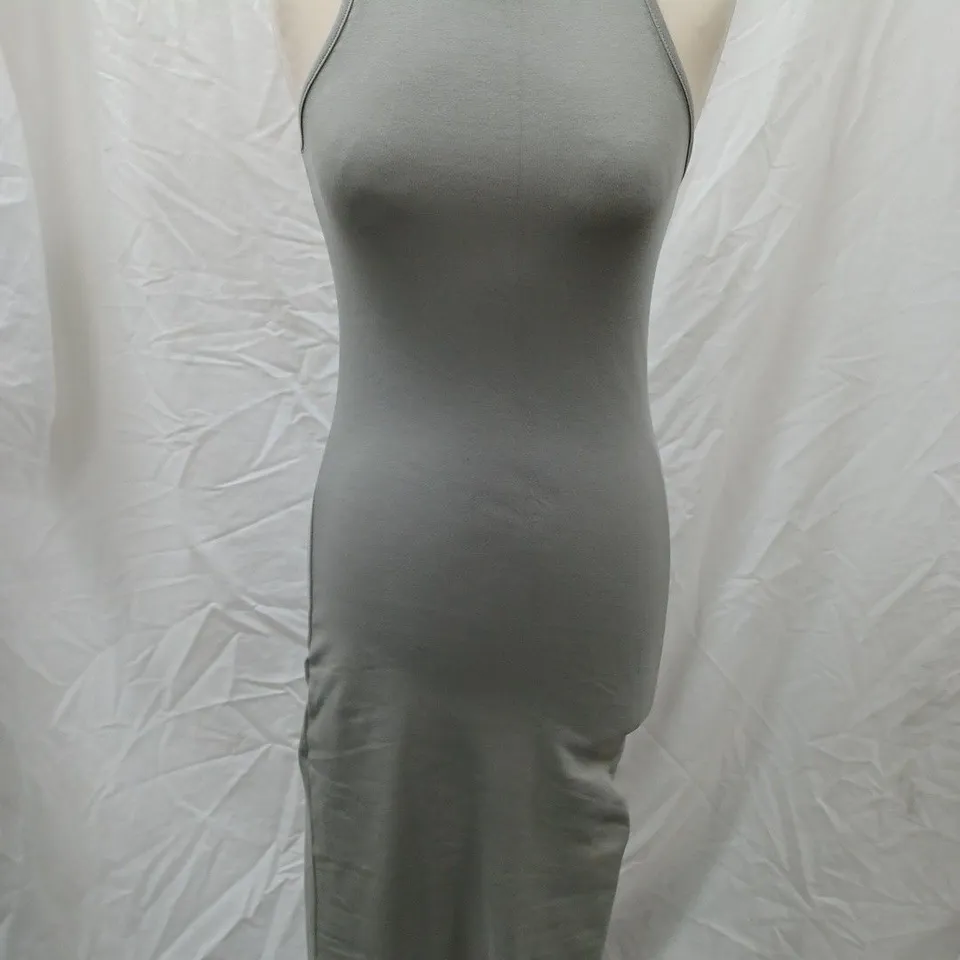 PULL&BEAR SLIM FIT MAXI DRESS, GREY - SIZE S