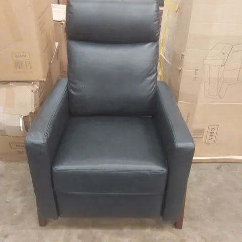 DESIGNER FAUX LEATHER UPHOLSTERED PUSH-BACK ARMCHAIR WITH WOODEN FRAME 