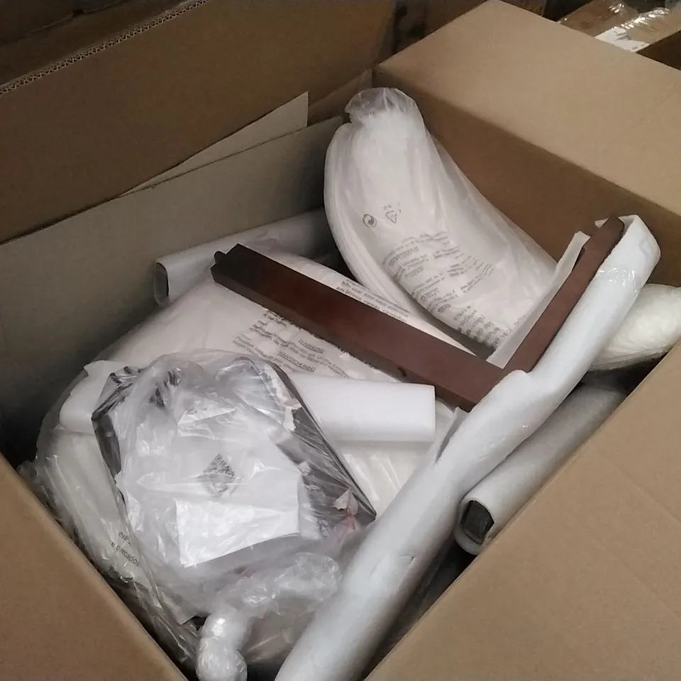 BOXED SET OF 2 GEOGRE OLIVER UPHOLSTERED DINING CHAIRS - WHITE/BROWN