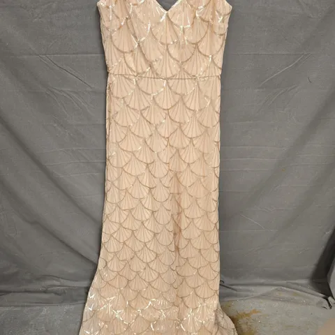 GOLD THIN STRAP SEQUIN OCCASSIONAL DRESS - SIZE 14